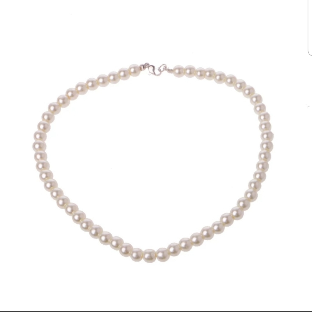 Elegant ivory white glass imitation pearl necklace - Picture 5 of 6